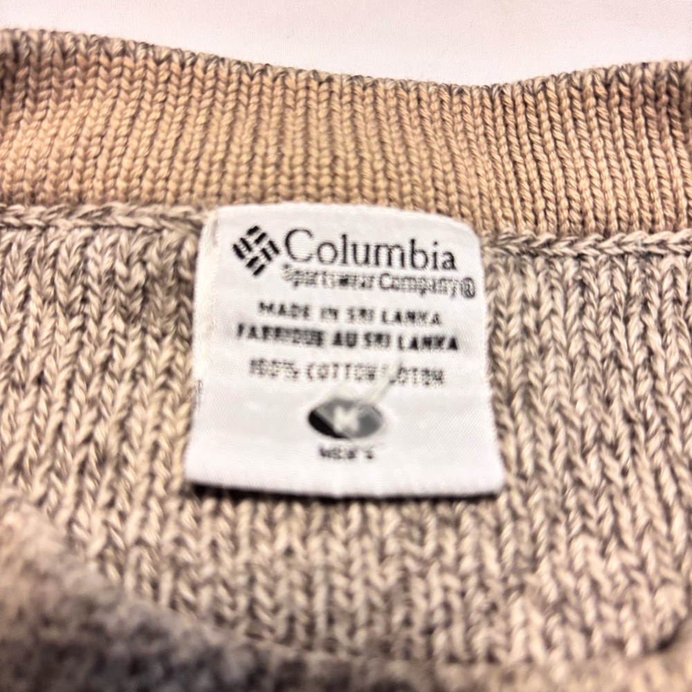 Columbia Men's Tan Crewneck Sweater 100% Cotton